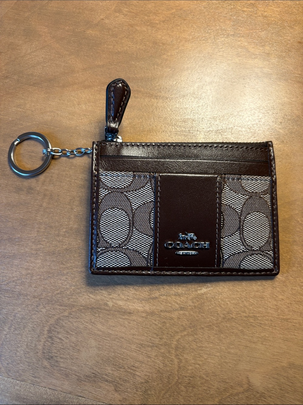 Coach Card Case with zip pocket and key ring - new